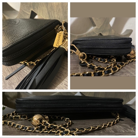 ⚜️💋Chanel Timeless WOC Pearl Crush Crossbody Chain Black / Gold Tone - Picture 8 of 15